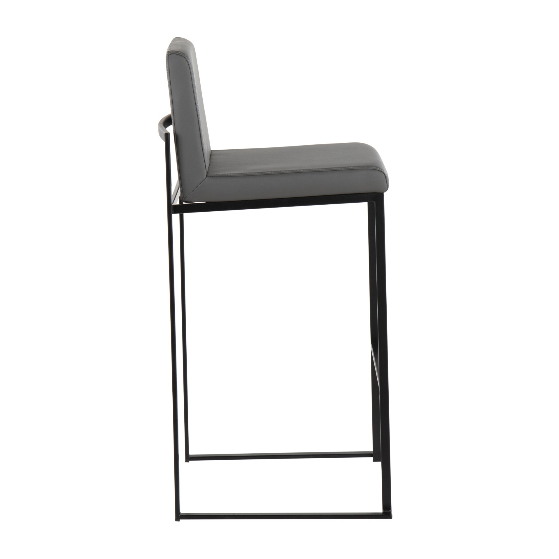 Fuji - Contemporary High Back Barstool (Set of 2) - Gray / Black - Image 3