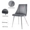 Modern Velvet Dining Chairs, Upholstered Accent Chairs With Chrome Legs For Home And Kitchen - Gray - Image 5