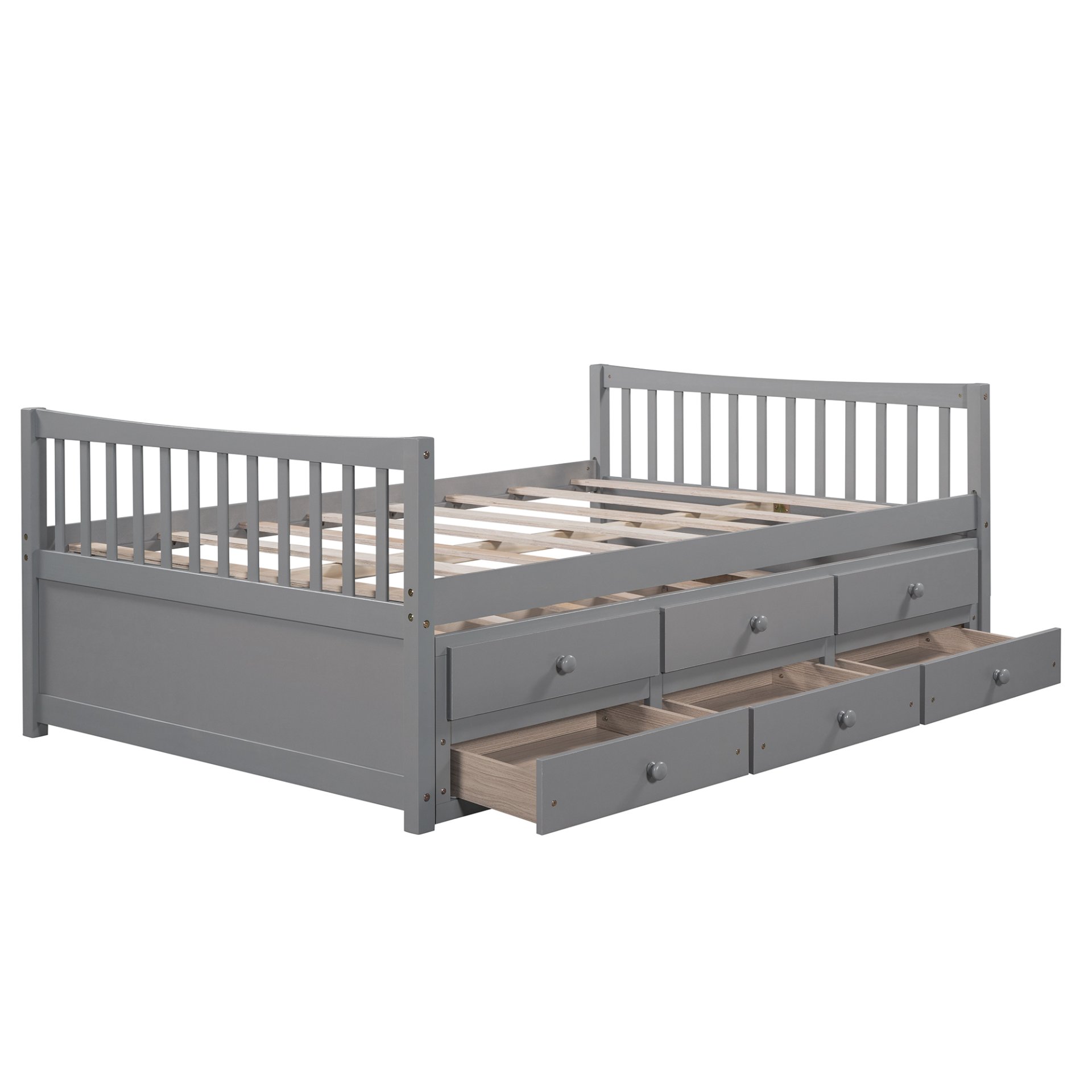 Full Size Daybed With Twin Size Trundle And Drawers - Gray - Image 5