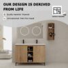 Elegant 48" Freestanding Bathroom Vanity With Double Resin Sink And Storage Rack Soft Close Doors - Imitative Oak - Image 4