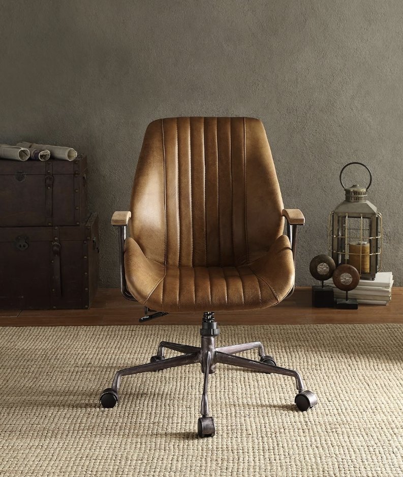 Hamilton - Top Grain Leather Office Chair - Coffee - Image 2