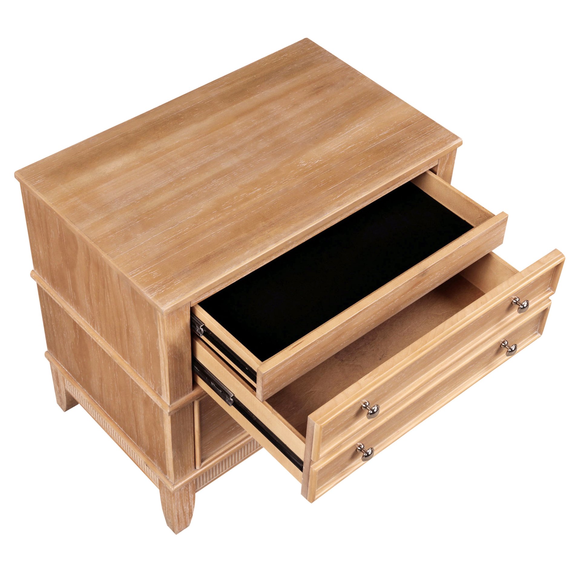 Hazel - 3 Drawer Side Table For Living Room, Hallway, Entryway Solid Wood With Silver Handles - Natural - Image 5