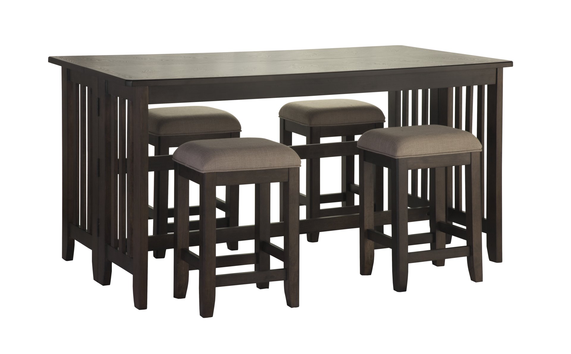 Drop Leaf Table & 4 Stools - Dark Brown - Image 2