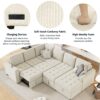 U-Shaped Sofa Sectional Sofa Pull-Out Sofa Bed With A Storage Chaise Lounge, Charging Devices For Living Room - Beige - Image 9
