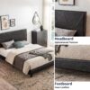 Queen Size Upholstered Platform Bed Frame, Wood Slat Support - Black - Image 4