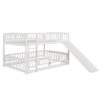 Full Over Full Low Bunk Bed With Slide, Fence And Ladder For Toddler - White - Image 5