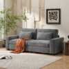 Modern Fabric Sofa With Plush Cushions, Sleek Arm Design - Gray - Image 2