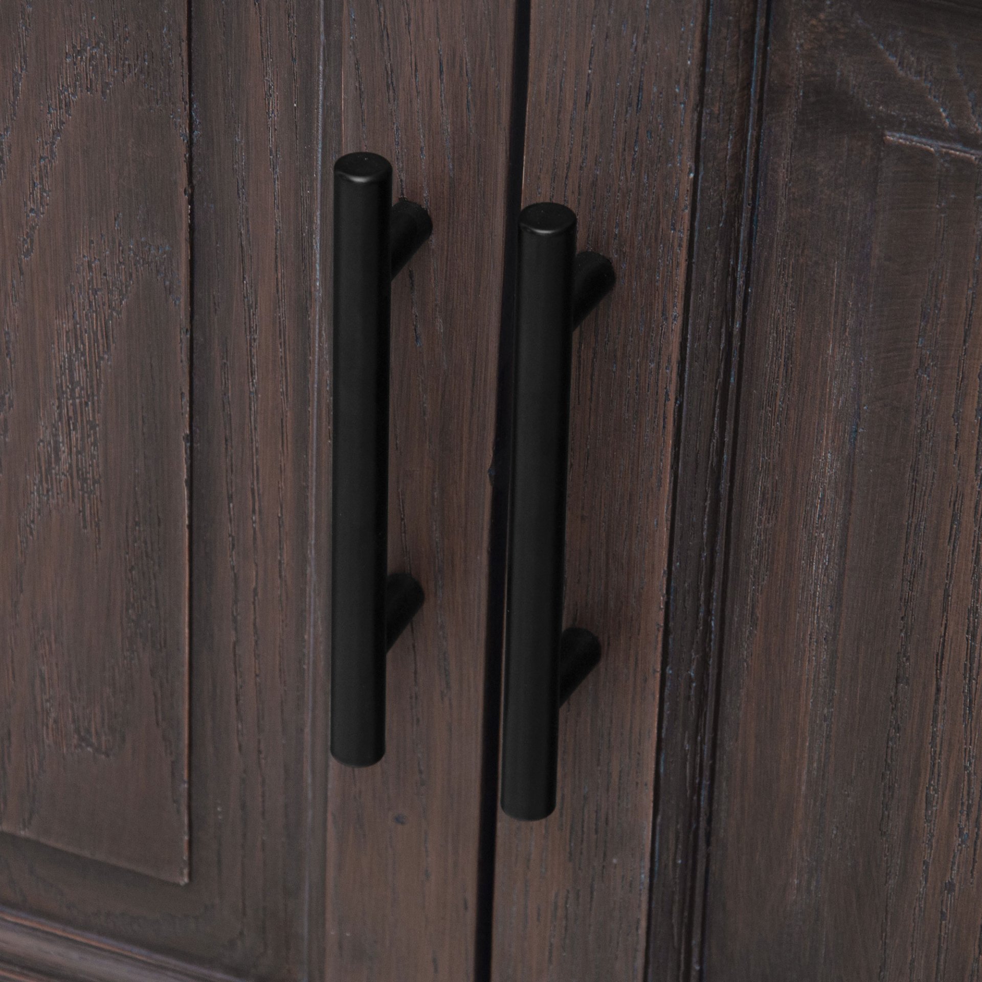 Modern Freestanding 36" Bathroom Vanity With Ceramic Sink, Hot And Cold Faucet, 2 Door Cabinet & Open Iron Shelf - Walnut - Image 18