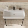 31.5" Ceramic Vanity Sink With Overflow Frame Console Basin For Bathroom - White - Image 6