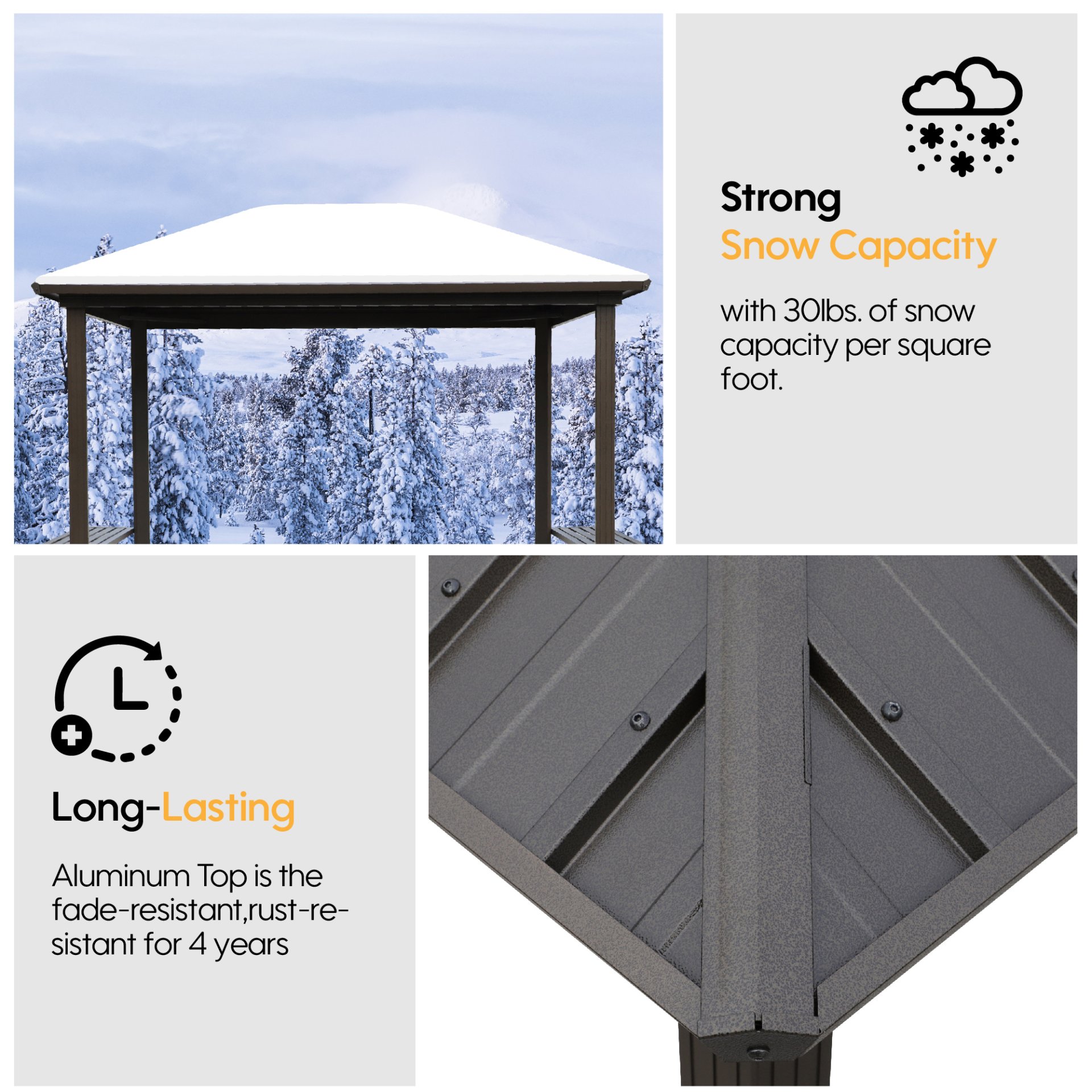 Grill Hardtop Gazebo Outdoor Metal Hard Top Gazebo, Permanent Bbq Gazebo With Galvanized Steel, Aluminum Framed Pavilion With Shelves - Dark Brown - Image 12