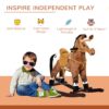 Qaba - Kids Metal Plush Ride-On Rocking Horse Chair Toy With Realistic Sounds - Dark Brown / White - Image 10