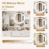 Fashion Vanity Desk With Mirror And Lights For Makeup And Cushioned Chair - White - Image 5