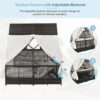 Outdoor Daybed Patio Lounge Bed With Adjustable Backrest Double Sun Lounger With Curtains, 4 Pillows For Garden Patio Poolside Balcony Beach - Cream - Image 4