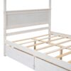 Full Size Canopy Platform Bed 2 Drawers With Support Slats, No Box Spring Needed - Brushed White - Image 7