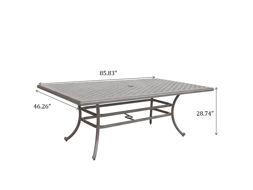 46X86" Cast Aluminum Rectangle Table - Gray - Image 5