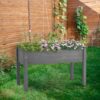 Raised Garden Bed With Legs, Elevated Wooden Planter Box For Outdoor Plants - Gray - Image 8