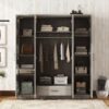 4 Door Wardrobe With 1 Drawer - Gray - Image 18
