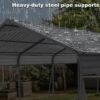 Metal Carport 13 X 26.5 Ft Heavy Duty With Galvanized Steel Roof Metal Garage Canopy With Galvanized Steel Roof & Frame Car Tent Outdoor Storage Shed For Car Boats And Truck - Gray - Image 8