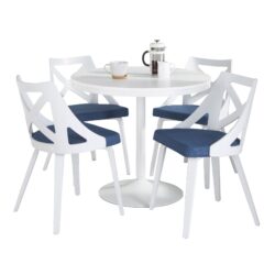 Dakota Charlotte - 5 Piece Contemporary Dining Set - White / Gray