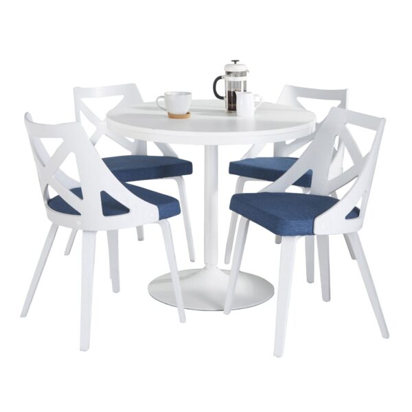 Dakota Charlotte - 5 Piece Contemporary Dining Set - White / Gray