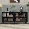 Stylish Storage Cabinet Sideboard With Unique Geometric Circle Door Design - Black - Image 7