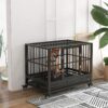 Pawhut - 36" Heavy Duty Dog Crate Metal Cage Kennel With Lockable Wheels, Double Door And Removable Tray - Gray - Image 9