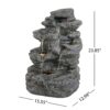 Tall Slim Fountain With LED Lights, 5 Tiered Cascading Water Feature, Outdoor Accent For Patios And Balconies - Gray - Image 3