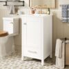 18" Bathroom Vanity With Sink, Soft Close Drawers, Door Organizer, Divider Drawer, Adjustable Foot Pads - White - Image 5