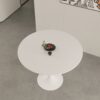 Mid Century Round Dining Table With Table Top & Pedestal Base For 2 - 4 People - White - Image 8