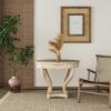 Curved Legs Farmhouse Style Small Size Round Dining Table End Table Side Table Coffee Table For Dinette, Kitchen, Dining Room Or Living Room - Natural Wood Grain Distressed - Image 5