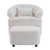Swivel Chair With Ottoman, Modern Luxury Velvet Swivel Accent Chair, Comfy Round Armchair, Single Sofa Armchair With Lounge Seat For Bedroom / Office / Reading Spaces - Beige - Image 13