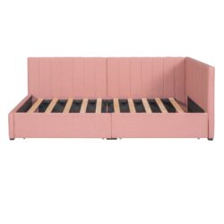 Twin Size Upholstered Daybed With 2 Storage Drawers, Sofa Bed Frame No Box Spring Needed - Pink