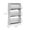 Narrow Shoe Storage Cabinet With Mirror, Wood Slim Shoe Rack 3 Tier Shoe Organizer For Home And Apartment - White - Image 3
