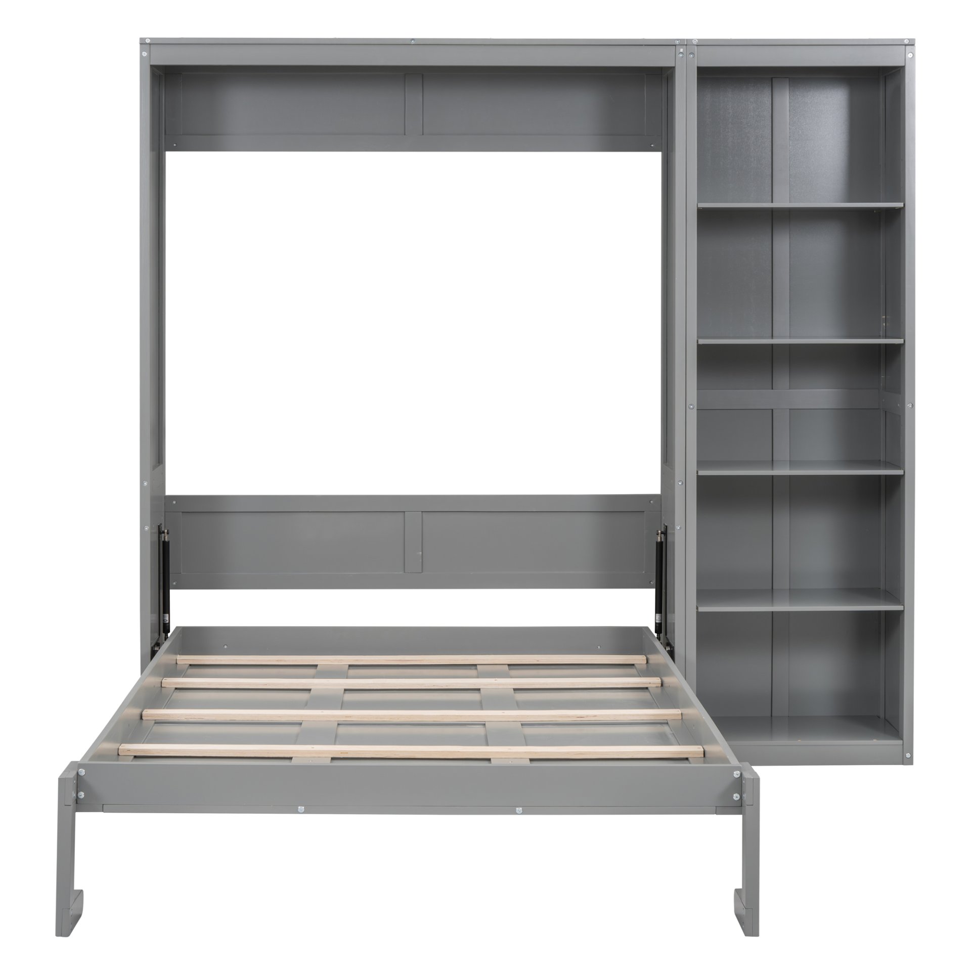 Full Size Murphy Wall Bed With Shelves - Gray - Image 7