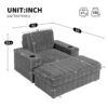 Oversized Chaise Lounge Indoor Rabbit Fur Sofa Bed With Storage Ottoman And Armrests Cup Holders With Deep Seat - Gray - Image 15