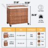Laundry Hamper With Lid PE Rattan Powder Coating Frame Clothes Hampers With 2 Removable Bags, Wheels, 160L - Brown - Image 4