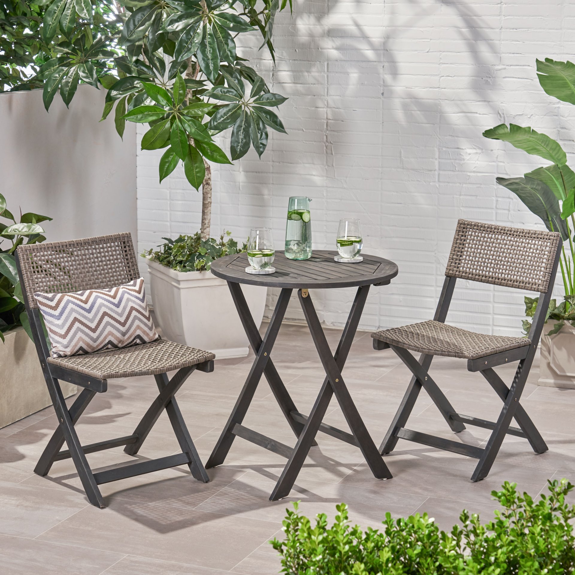Evergreen - Outdoor Dining Set With Dining Table And 2 Chair - Gray - Image 4