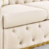 Velvet Button Tufted Sofa Couch With 2 Pillows 3 Seater Luxury Chesterfield Sofa Set With Stainless Steel Accents For Living Room - Beige - Image 8