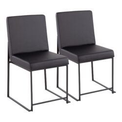 Fuji - Contemporary, High Back Faux Leather Dining Chair (Set of 2) - Black
