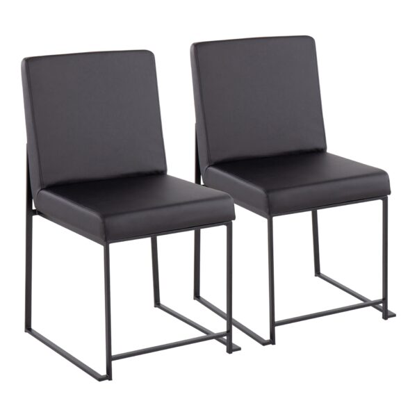 Fuji - Contemporary, High Back Faux Leather Dining Chair (Set of 2) - Black