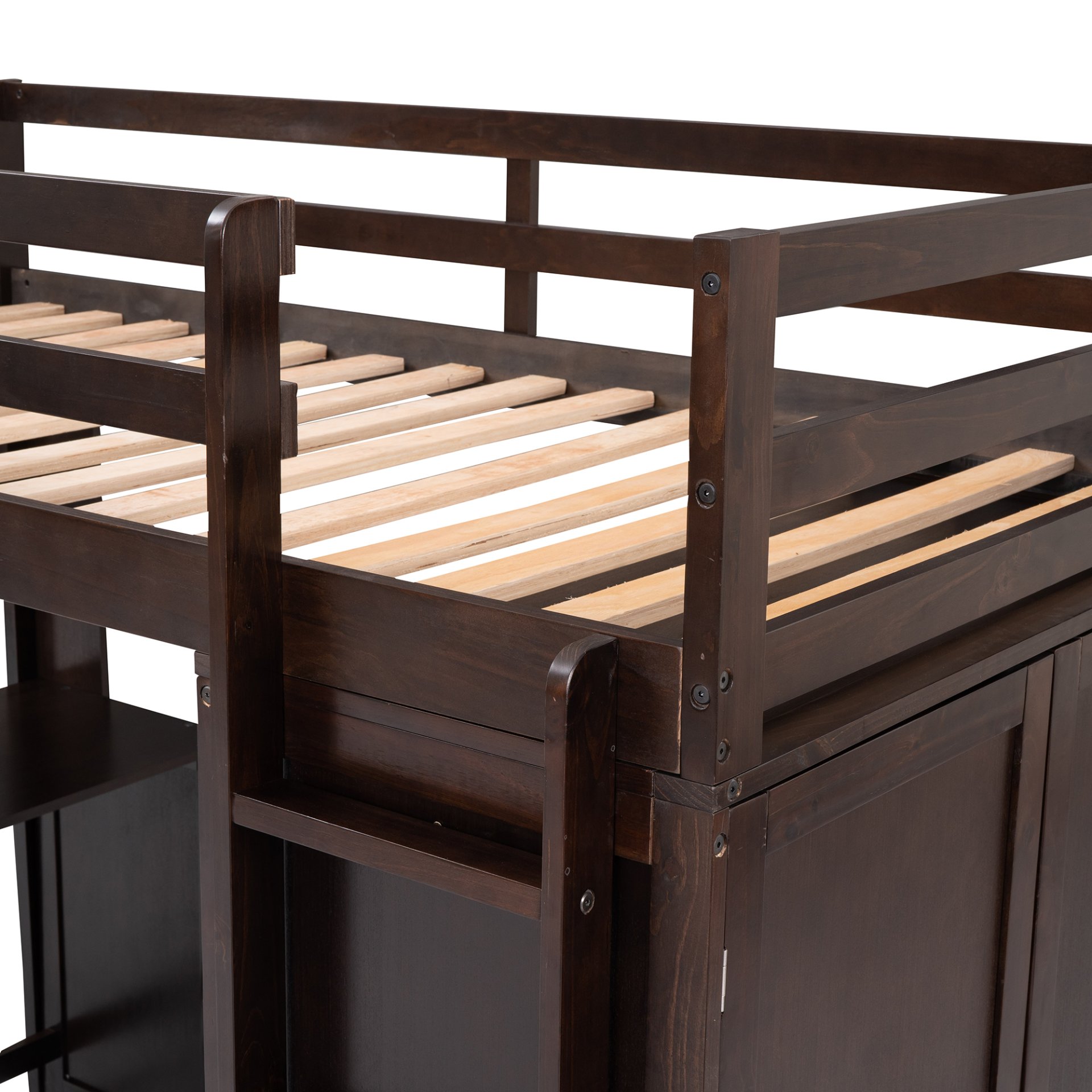 Twin Size Loft Bed With Drawers, Desk, And Wardrobe - Espresso - Image 10