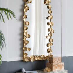 Full Length Arched Wall Mirror With en Leaf Accents Decorative Mirror For Living Room Bedroom - Gold