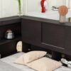 Full Floor Bed With L-Shaped Bookcases, Sliding Doors, Without Slats - Espresso - Image 5