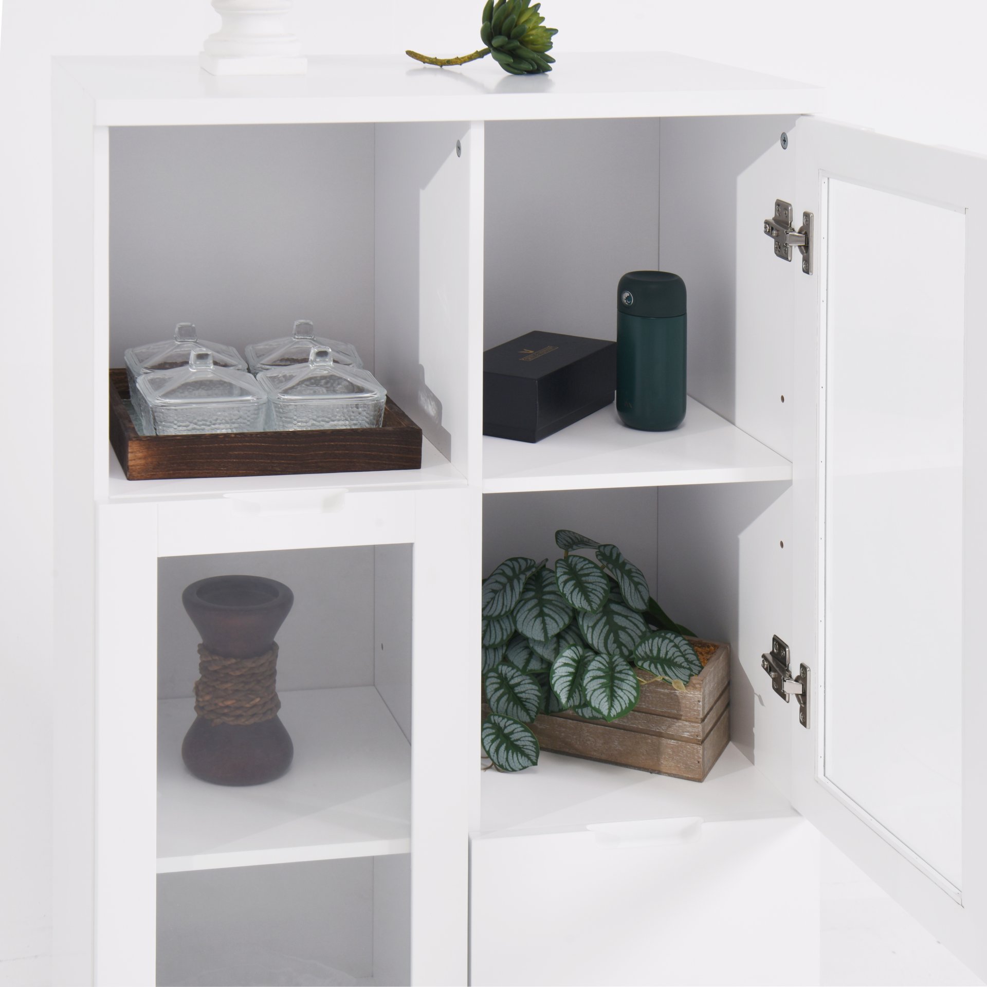 Modern Painted Cabinet With Glass Doors And Drawer - White - Image 19
