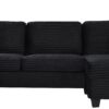 Upholstered U Shaped Sectional Sofa With Movable Ottoman And Side Storage Pockets - Black - Image 20