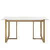 Modern Dining Table Set For 6 Faux Marble Kitchen Table Set With 6 Upholstered Dining Chairs, 7 Piece - White / Golden - Image 13