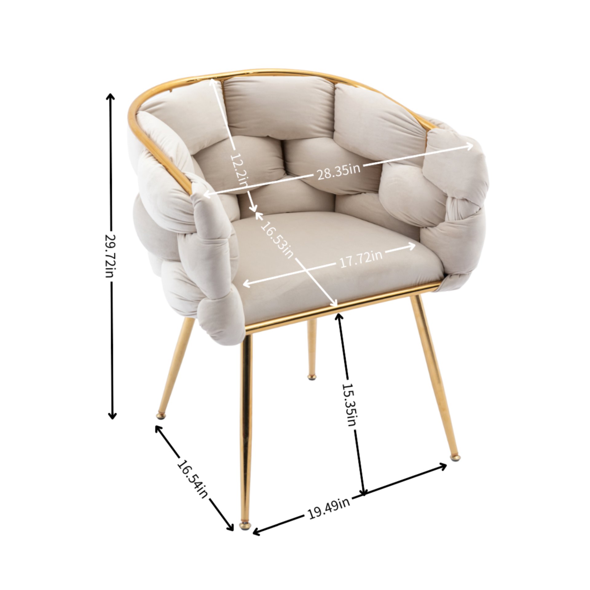 Luxury Modern Simple Leisure Velvet Single Sofa Chair Bedroom Lazy Person Household Dresser Stool Manicure Table Back Chair - Beige - Image 3