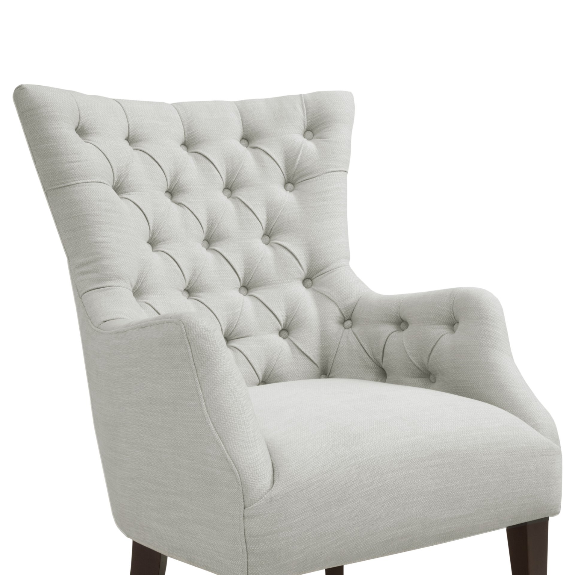 Hannah - Button Tufted Wing Chair - Ivory - Image 4