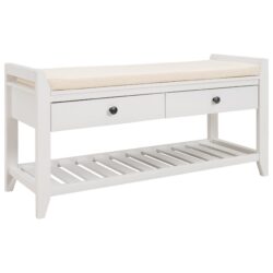 Multipurpose Entryway Shoe Rack With Cushioned Seat And Drawers Storage Bench - White