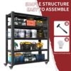 Heavy Duty 5 Tier Adjustable Metal Shelving Unit With Pegboard And Wheels For Multipurpose Storage - Black - Image 16